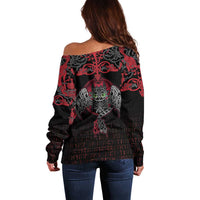 Black Dragon Vikings Off Shoulder Sweater - Wonder Print Shop