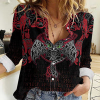 Black Dragon Vikings Women Casual Shirt - Wonder Print Shop