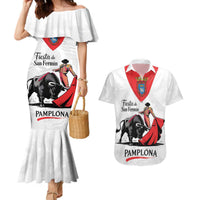 Personalized San Fermin Festival Couples Matching Mermaid Dress and Hawaiian Shirt Pamplona Bull Run - Wonder Print Shop