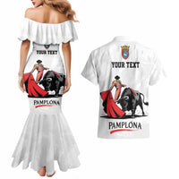 Personalized San Fermin Festival Couples Matching Mermaid Dress and Hawaiian Shirt Pamplona Bull Run - Wonder Print Shop