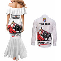 Personalized San Fermin Festival Couples Matching Mermaid Dress and Long Sleeve Button Shirt Pamplona Bull Run - Wonder Print Shop