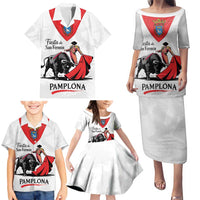 Personalized San Fermin Festival Family Matching Puletasi and Hawaiian Shirt Pamplona Bull Run - Wonder Print Shop