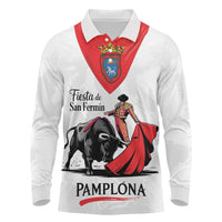 Personalized San Fermin Festival Long Sleeve Polo Shirt Pamplona Bull Run - Wonder Print Shop