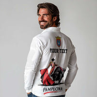 Personalized San Fermin Festival Long Sleeve Polo Shirt Pamplona Bull Run - Wonder Print Shop