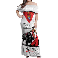 Personalized San Fermin Festival Off Shoulder Maxi Dress Pamplona Bull Run - Wonder Print Shop