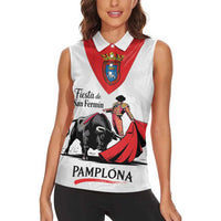 Personalized San Fermin Festival Women Sleeveless Polo Shirt Pamplona Bull Run - Wonder Print Shop