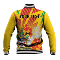 Personalized Saint Kitts and Nevis Poinciana Flowers Baseball Jacket With Coat Of Arms - Wonder Print Shop