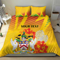 Personalized Saint Kitts and Nevis Poinciana Flowers Bedding Set With Coat Of Arms - Wonder Print Shop