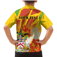 Personalized Saint Kitts and Nevis Poinciana Flowers Family Matching Mermaid Dress and Hawaiian Shirt With Coat Of Arms - Wonder Print Shop