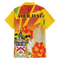 Personalized Saint Kitts and Nevis Poinciana Flowers Family Matching Short Sleeve Bodycon Dress and Hawaiian Shirt With Coat Of Arms - Wonder Print Shop