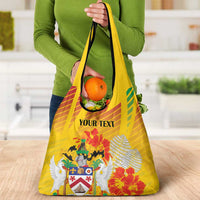 Personalized Saint Kitts and Nevis Poinciana Flowers Grocery Bag With Coat Of Arms