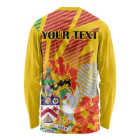 Personalized Saint Kitts and Nevis Poinciana Flowers Long Sleeve Shirt With Coat Of Arms - Wonder Print Shop