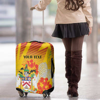 Personalized Saint Kitts and Nevis Poinciana Flowers Luggage Cover With Coat Of Arms - Wonder Print Shop