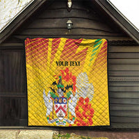 Personalized Saint Kitts and Nevis Poinciana Flowers Quilt With Coat Of Arms - Wonder Print Shop