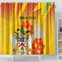 Personalized Saint Kitts and Nevis Poinciana Flowers Shower Curtain With Coat Of Arms