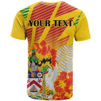 Personalized Saint Kitts and Nevis Poinciana Flowers T Shirt With Coat Of Arms - Wonder Print Shop