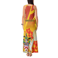 Personalized Saint Kitts and Nevis Poinciana Flowers Tank Maxi Dress With Coat Of Arms - Wonder Print Shop