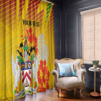 Personalized Saint Kitts and Nevis Poinciana Flowers Window Curtain With Coat Of Arms - Wonder Print Shop
