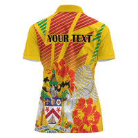 Personalized Saint Kitts and Nevis Poinciana Flowers Women Polo Shirt With Coat Of Arms - Wonder Print Shop
