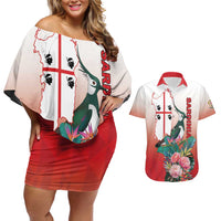 Personalized Italy Sardinia Couples Matching Off Shoulder Short Dress and Hawaiian Shirt Lapwing With Map - Wonder Print Shop