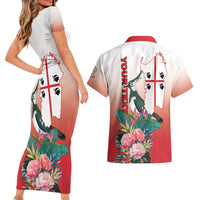 Personalized Italy Sardinia Couples Matching Short Sleeve Bodycon Dress and Hawaiian Shirt Lapwing With Map - Wonder Print Shop