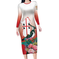 Personalized Italy Sardinia Long Sleeve Bodycon Dress Lapwing With Map - Wonder Print Shop