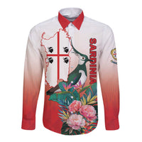 Personalized Italy Sardinia Long Sleeve Button Shirt Lapwing With Map - Wonder Print Shop