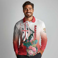 Personalized Italy Sardinia Long Sleeve Polo Shirt Lapwing With Map - Wonder Print Shop