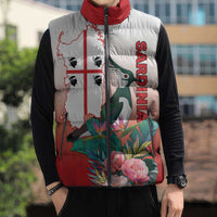Personalized Italy Sardinia Sleeveless Puffer Jacket Lapwing With Map - Wonder Print Shop