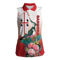 Personalized Italy Sardinia Women Sleeveless Polo Shirt Lapwing With Map - Wonder Print Shop