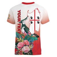 Personalized Italy Sardinia Women V-Neck T-Shirt Lapwing With Map - Wonder Print Shop