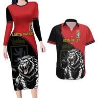Custom Aosta Valley Couples Matching Long Sleeve Bodycon Dress and Hawaiian Shirt Lion Sporty Style - Wonder Print Shop