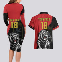 Custom Aosta Valley Couples Matching Long Sleeve Bodycon Dress and Hawaiian Shirt Lion Sporty Style - Wonder Print Shop