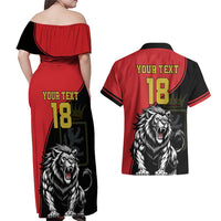 Custom Aosta Valley Couples Matching Off Shoulder Maxi Dress and Hawaiian Shirt Lion Sporty Style - Wonder Print Shop