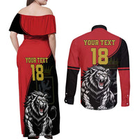 Custom Aosta Valley Couples Matching Off Shoulder Maxi Dress and Long Sleeve Button Shirt Lion Sporty Style - Wonder Print Shop