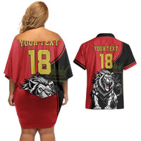 Custom Aosta Valley Couples Matching Off Shoulder Short Dress and Hawaiian Shirt Lion Sporty Style - Wonder Print Shop