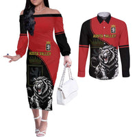 Custom Aosta Valley Couples Matching Off The Shoulder Long Sleeve Dress and Long Sleeve Button Shirt Lion Sporty Style - Wonder Print Shop