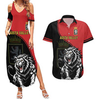 Custom Aosta Valley Couples Matching Summer Maxi Dress and Hawaiian Shirt Lion Sporty Style - Wonder Print Shop