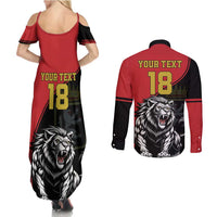 Custom Aosta Valley Couples Matching Summer Maxi Dress and Long Sleeve Button Shirt Lion Sporty Style - Wonder Print Shop