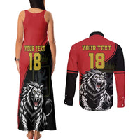 Custom Aosta Valley Couples Matching Tank Maxi Dress and Long Sleeve Button Shirt Lion Sporty Style - Wonder Print Shop