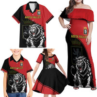 Custom Aosta Valley Family Matching Off Shoulder Maxi Dress and Hawaiian Shirt Lion Sporty Style - Wonder Print Shop
