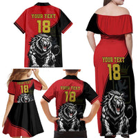 Custom Aosta Valley Family Matching Off Shoulder Maxi Dress and Hawaiian Shirt Lion Sporty Style - Wonder Print Shop