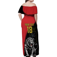 Custom Aosta Valley Family Matching Off Shoulder Maxi Dress and Hawaiian Shirt Lion Sporty Style - Wonder Print Shop