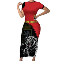 Custom Aosta Valley Family Matching Short Sleeve Bodycon Dress and Hawaiian Shirt Lion Sporty Style - Wonder Print Shop