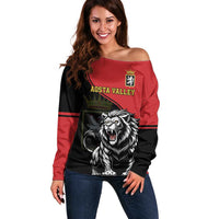 Custom Aosta Valley Off Shoulder Sweater Lion Sporty Style - Wonder Print Shop