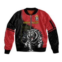 Custom Aosta Valley Sleeve Zip Bomber Jacket Lion Sporty Style - Wonder Print Shop