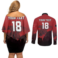 Custom Aosta Valley Couples Matching Off Shoulder Short Dress and Long Sleeve Button Shirt Mont Blanc Sporty Style - Wonder Print Shop