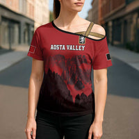 Custom Aosta Valley Cross Shoulder Shirt Mont Blanc Sporty Style - Wonder Print Shop