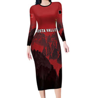 Custom Aosta Valley Long Sleeve Bodycon Dress Mont Blanc Sporty Style - Wonder Print Shop