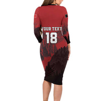 Custom Aosta Valley Long Sleeve Bodycon Dress Mont Blanc Sporty Style - Wonder Print Shop